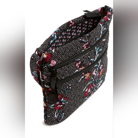 VERA BRADLEY cotton triple zipper PERENNIALS NOIR DOT hipster NWT - Picture 2 of 4